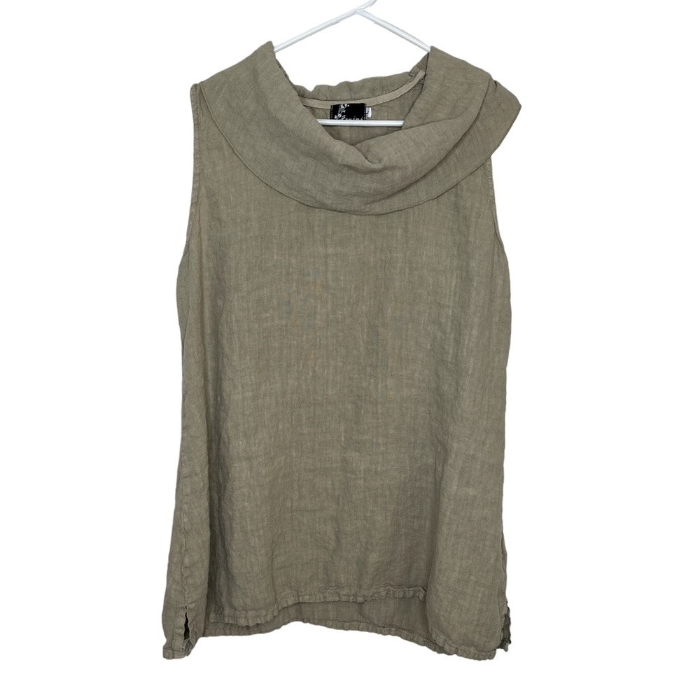 FENINI Tan Linen Sleeveless Top Size Large